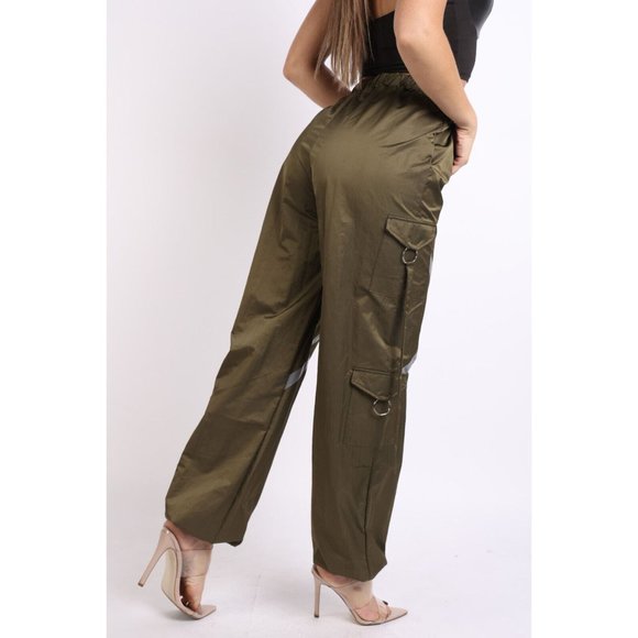 Women's Windbreaker Jogger Pants With Reflective Detail Zipper Cargo Pocket Comf - Picture 5 of 8